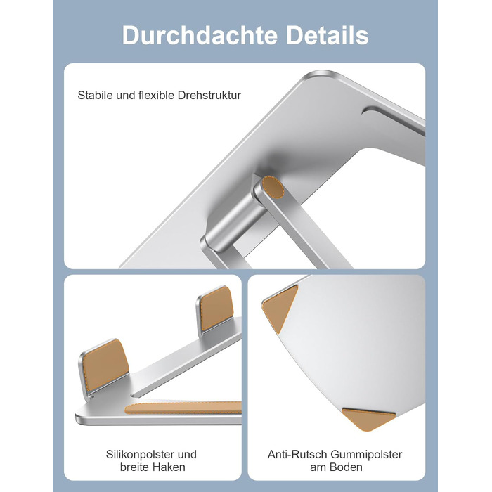 Підставка для ноутбука, алюміній, ергономічна, регульована висота, складна, з вентиляцією, для MacBook Air/Pro та ноутбуків 10-16