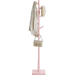 VASAGLE Coat Rack, Clothes Rack Solid Wood, Tree Shape Jacket Stand, 8 Hooks for Jackets, Hats, for Entryway, Hooks and Hold Bar Made of Rubber Wood, Cloud White RCR00W02 (Pastel Pink, 1)