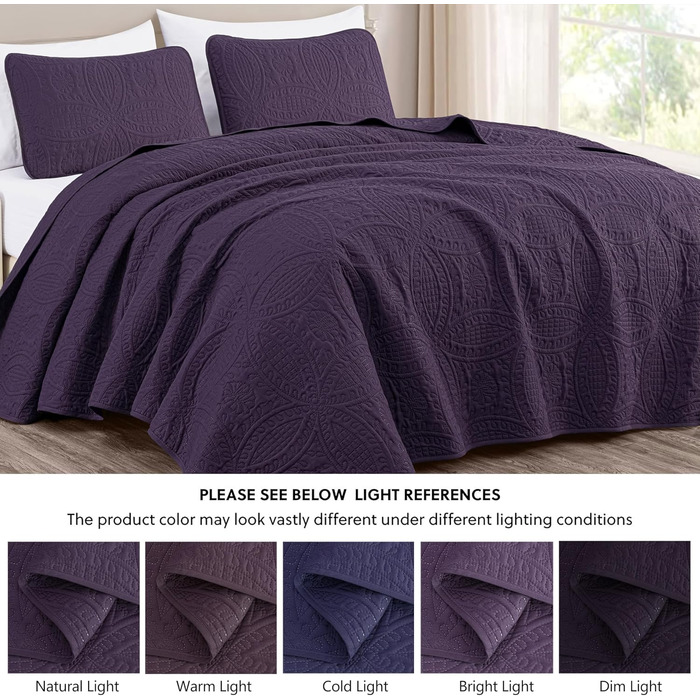 Chezmoi Collection Austin: Комплект з 3 великих пледів (Синьо-зелений) - Плед, Queen, Violett
