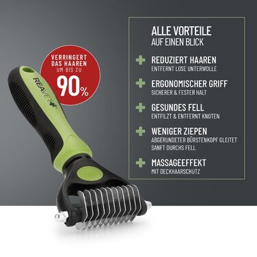 Щітка для собак та котів ReaVET для видалення підшерстя та повсті, масажний ефект, захист верхнього шару шерсті, розмір M-L (також XS-S)