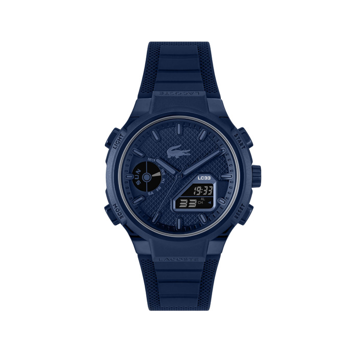 Годинник Lacoste LC33 чоловічий/жіночий з кварцовим механізмом, силіконовий ремінець, аналогово-цифровий дисплей, блакитний колір