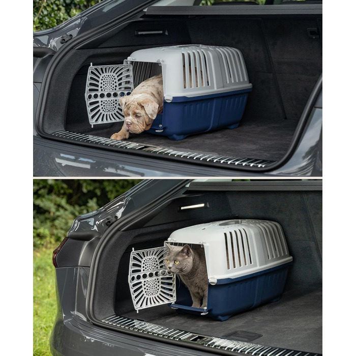 Транспортний бокс для собак Lionto, 55x36x36 см, синій, для собак та котів до 15 кг