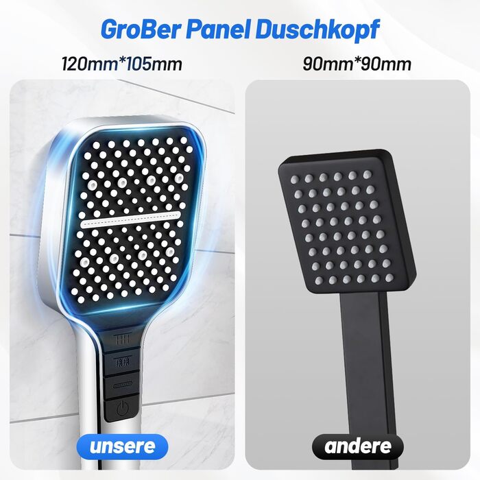 Насадка для душу VEHHE з економним споживанням води, 7 режимів, дощова лійка з кнопкою зупинки, регулюванням однією рукою та силіконовою форсункою, що запобігає засміченню, велика душова лійка, підвищення тиску води (срібна), 7 режимів / срібна