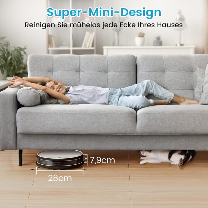 Робот-пилосос OKP з функцією миття, 2100Pa, K5B, для видалення шерсті тварин, з базою для зарядки, сумісний з Alexa та керуванням через додаток/пульт