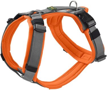 Нашийник для собак HUNTER Hundegeschirr Maldon UP, оранжево-сірий, M, м'який, комфортний, з 3M Scotchlite, регулюється