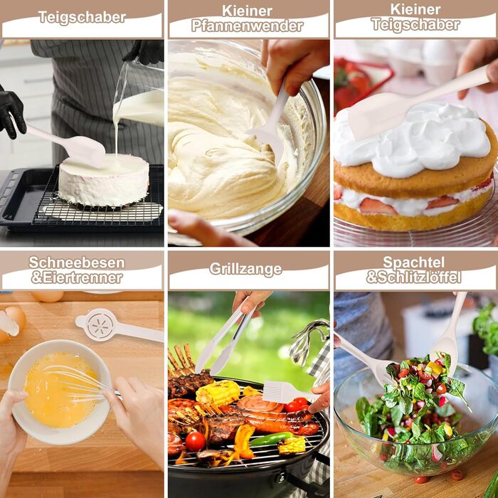 Набір кухонних аксесуарів Homikit, 16 предметів, хакі. Кухонні інструменти з підставкою, стійкі до високих температур, комплект кухонного посуду, придатні для миття в посудомийній машині