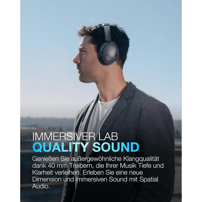 Бездротові накладні навушники JLab JBuds LUX ANC з активним шумозаглушенням, Bluetooth, Graphite