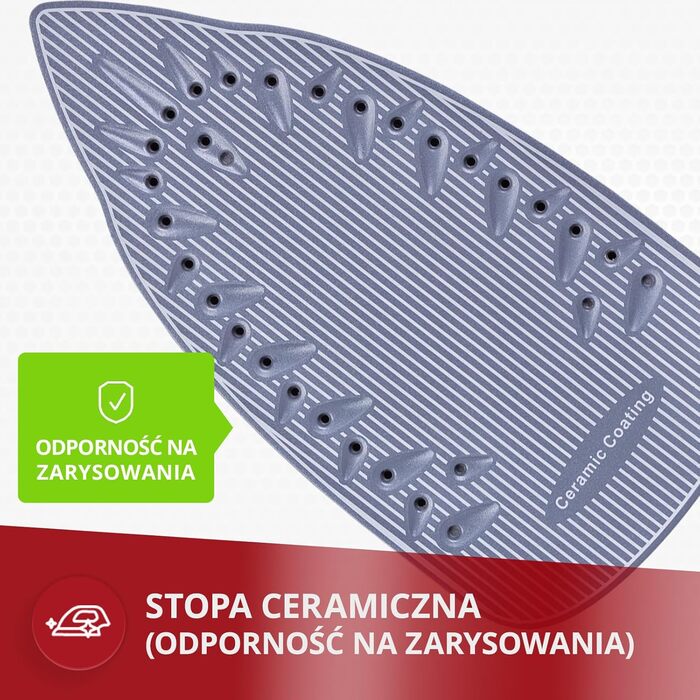 Праска MPM з керамічною підошвою MZE-24/G: 190г парового удару, безперервний пар, вертикальна функція, автовимкнення, 3000W, 300мл бак