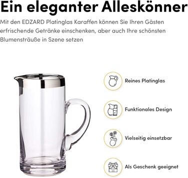 Edzard Krug Robert, hand-blown crystal glass with platinum rim, height 20 cm, diameter 10 cm, capacity 1 liter