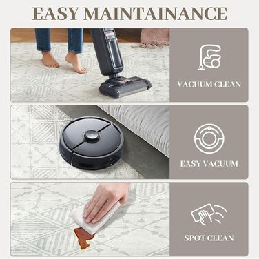 Килим Leesentec для вітальні та спальні: геометричний, антиковзаючий, короткий ворс, бежевий та білий (слонова кістка), розміри 80x120 см та 200x250 см