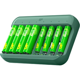 Зарядний пристрій для акумуляторів GP Charge&Save AA AAA з USB-C, 4 слоти, швидка зарядка, LED-індикатор, компактний дизайн