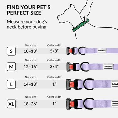 Водонепроникний нашийник для собак CollarDirect: регульований, силікон та пластик, не має запаху, легко миється, безпечна застібка, для собак маленьких, середніх та великих порід (XL (45-66 см), L (35-45 см), фіолетовий)