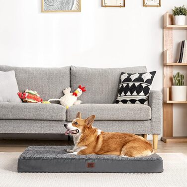Ортопедичне ліжко для собак середнього розміру EHEYCIGA, 89x58x9 см, сіре, з м'яким наповнювачем, для переноски
