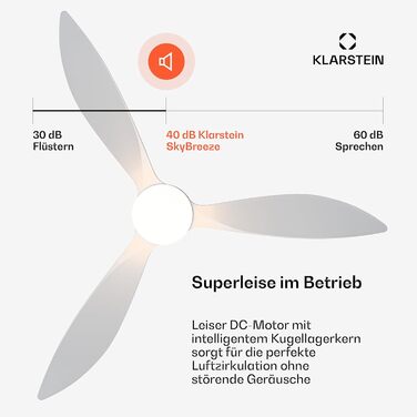 Стельовий вентилятор Klarstein SkyBreeze з підсвічуванням та смарт-управлінням, IP44, 6 швидкостей, 132 см, білий