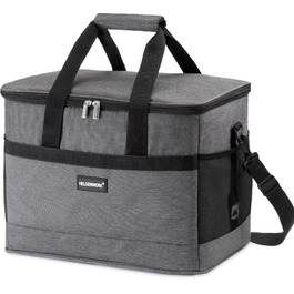 Термосумка HELDENWERK 33L з 7 відділеннями – велика, складна, витримує до 12 годин, виготовлена з темного сірого кольору, з посиленим дном, для пікніка, обіду, виготовлена з водонепроникного матеріалу