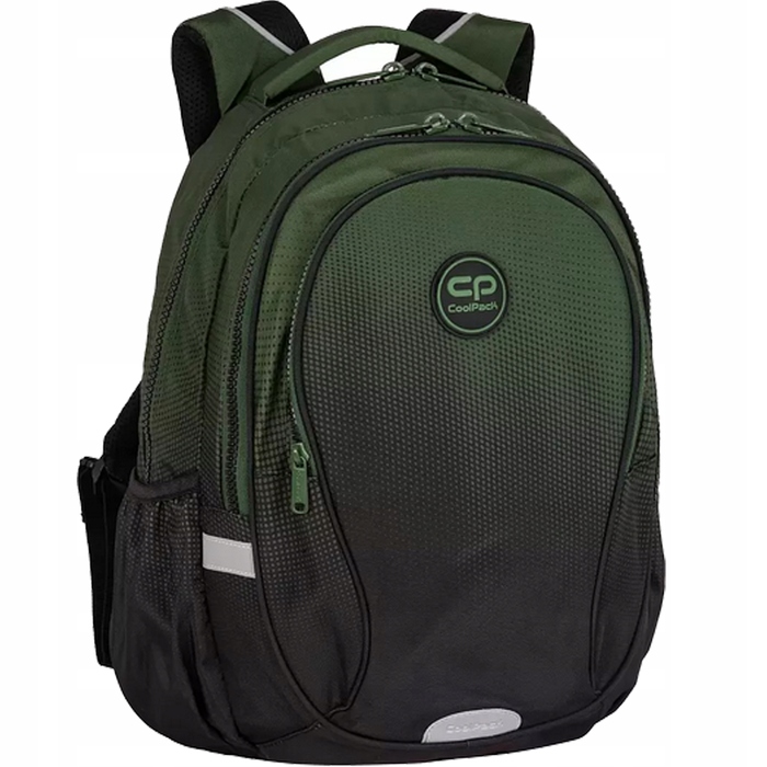 Багатовідсінковий шкільний рюкзак CoolPack, чорний з зеленим, 29 л