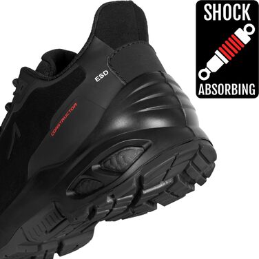 Робочі черевики ACE Constructor S3 - легкі, неслизькі та водонепроникні - захисні черевики для жінок та чоловіків, білі (45 EU, чорний)