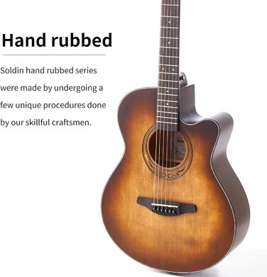 Акустична гітара Soldin 40 дюймів Premium з масивної соснової верхньої деки. Комплект: гітара, підставка, тюнер, ремінь, каподастр, струни, серветка, медіатори (коричневий)