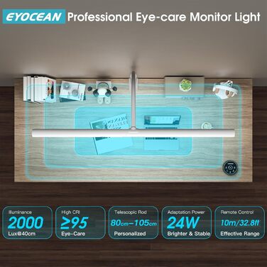 LED лампа настільна EYOCEAN 24W, 80см, з жестами, диммування, захист очей, для офісу, читання, архітекторів, дизайнерів