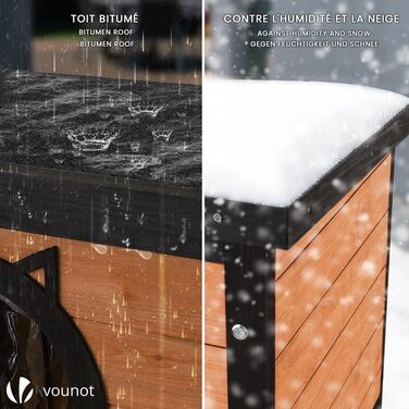 Будинок для котів VOUNOT® з асфальтовим дахом, вулиця, 57 x 45 x 43 см (дерево, вушка кота)