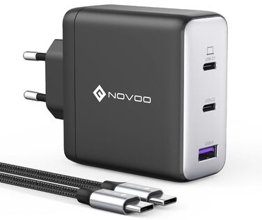 Зарядний пристрій USB-C 120W NOVOO GaN III 3 порти, кабель USB-C PD 100W, для MacBook Pro 14