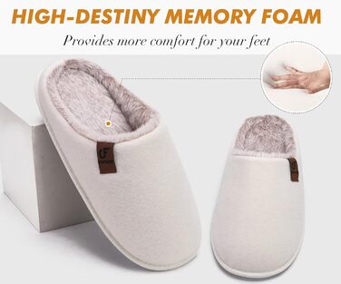 COFACE Халаці домашні жіночі з фетру, теплі, зручні, пухнасті, з м'якою підкладкою, з антиковзною гумовою підошвою для дому та вулиці (Бежево-білий, 41 EU)