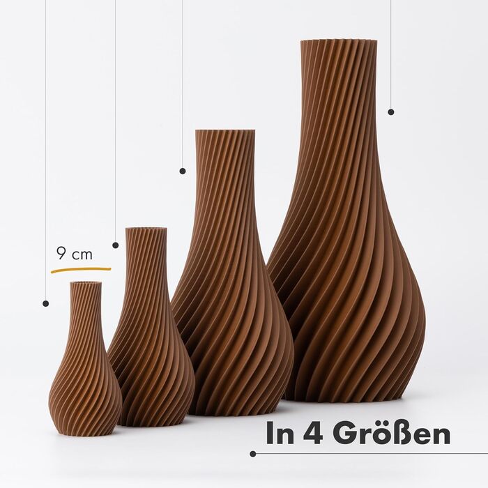 NATUMO Ваза 'Longi' - дизайнерська ваза з міцного пластику, 9 см, коричнева