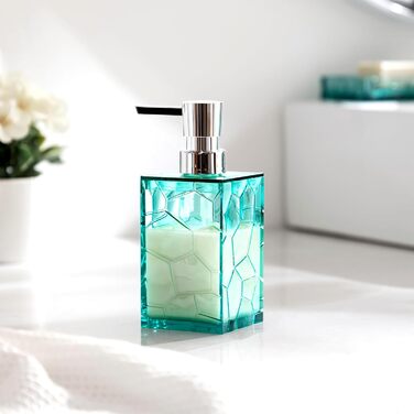 HBlife Bathroom Accessories Set, blue-green, Acrylic, Bathroom Countertop Set with Toothbrush Holder, Soap Dispenser, Cup, Soap Dish, turquoise, Boho, modern bathroom decor, ideal gift choice