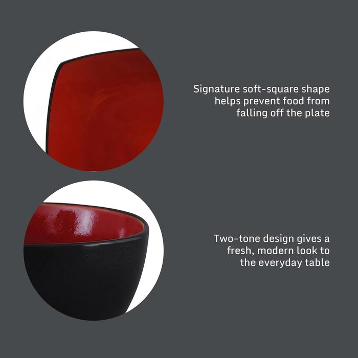 Сервіз для 4 осіб Gibson Soho Lounge Reactive Glaze (16 предметів) - Червоний, Steinzeug