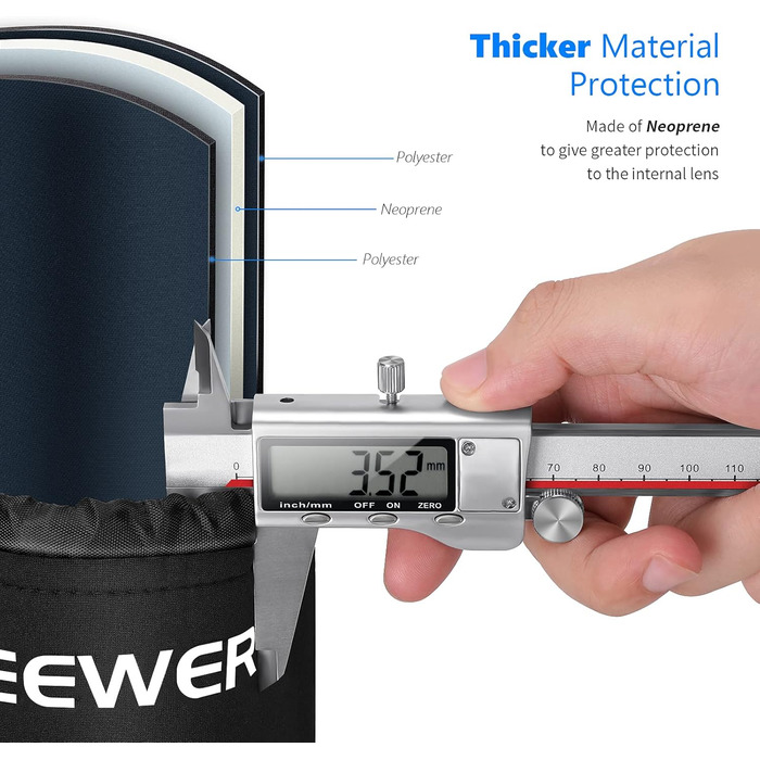 Чохол для об'єктивів Neewer 4 шт. з товстим неопреновим захистом для об'єктивів DSLR-камер (Сумісний з Canon, Nikon, Sony, Olympus, Panasonic). Розміри: Малий, Середній, Великий, XL