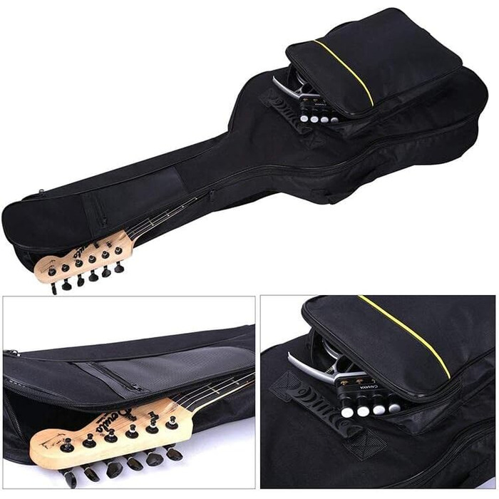 Чохол для гітари Oxford-Nylon, водонепроникний, з кишенями, для акустичної/класичної гітари, укулеле, бас-гітари (39'', 40'', 41'', чорний)