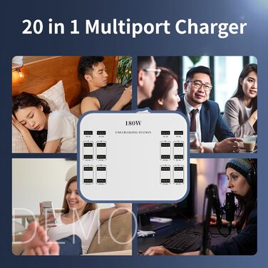 USB-зарядний пристрій 20 портів, портативна станція швидкої зарядки для iPhone, iPad, Samsung, Google, Xiaomi, Huawei та інших пристроїв