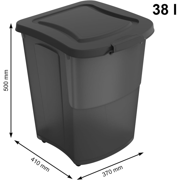 Rotho Archie Pet Food Container with Lid - BPA-Free, Transparent Black, 38L, 41x37x50cm