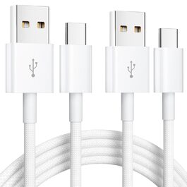 Кабель USB на USB-C [2 шт. 1.8м] для iPhone 17/16/15, Samsung, Google Pixel, Huawei, LG, Xiaomi, Sony. Плетені кабелі зарядки 2 шт.