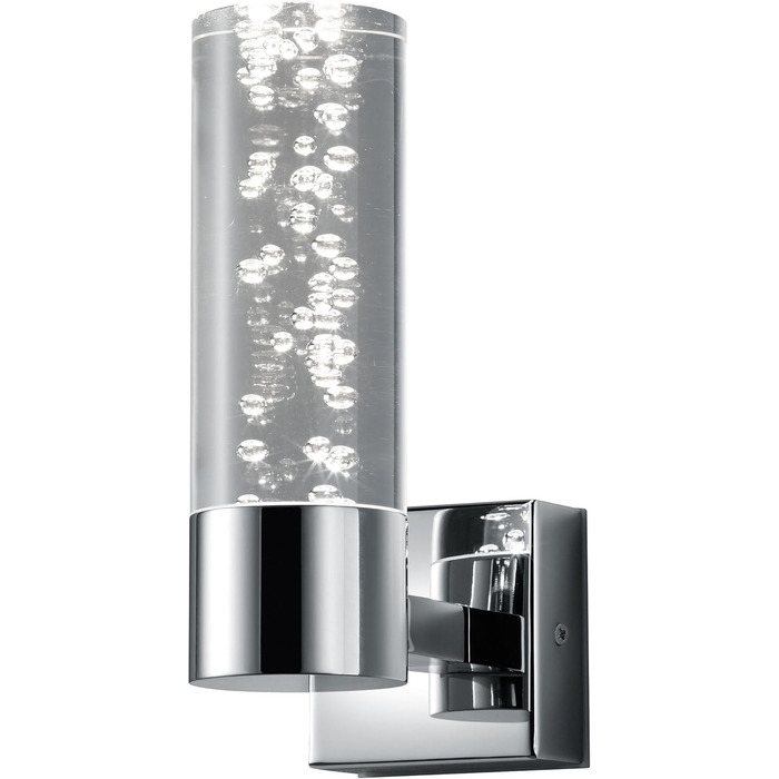 Trio Leuchten LED Bathroom Wall Light Bolsa 282410106, Chrome, Clear Acrylic with Bubbles, 3.2 Watt