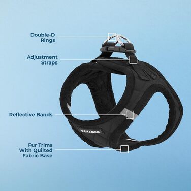 Шлейка для собак Voyager Step-In з плюшу, чорна, розмір L (45-52 см) від Best Pet Supplies