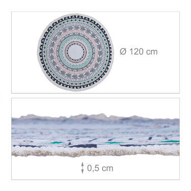 Relaxdays Round Rug with Mandala Design
