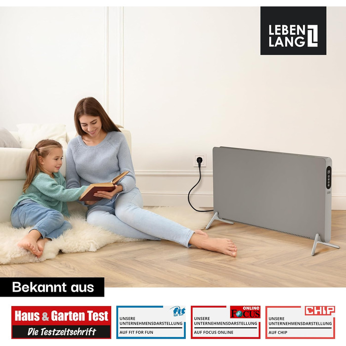 Конвектор LEBENLANG з Wi-Fi, 2000W: Економія енергії, дистанційне керування, настінний/підлоговий монтаж