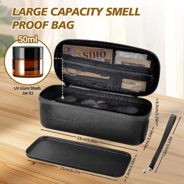 Marvero Scent Density Bag Premium 2.0 - Scent-Proof Container with UV Glass Jar & Work Surface | 100% Waterproof, Shockproof EVA Material | Ideal for Travel (23x9x8.5cm)