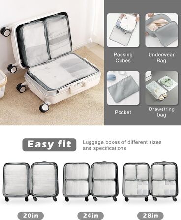 Набір органайзерів для валізи 18 шт, водонепроникні Packing Cubes, сірий - багатофункціональні тревел-органайзери для подорожей з чохлами для одягу