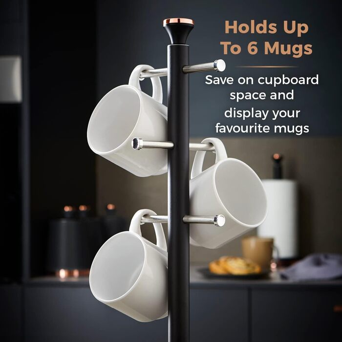 Tower T826132PNK Cavaletto Beaker Stand with Stainless Steel Stoppers, Soft Base, Marshmallow Pink and Roségold (Black and Rose Gold)