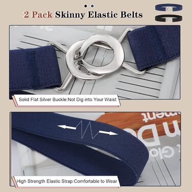 Еластичний ремінь LeaCoolKey для жінок та чоловіків. Вузький, еластичний, скінні ремінь для сукні, джинсів. Кольори: чорний, коричневий, білий, блакитний. Довжина: 80 см, розмір: 76-90 см