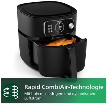 Philips Airfryer Combi 7000 Series XXL - 8.3 l (2 kg), 22-in-1 Air Fryer, WiFi Connection, 99% Less Fat Addition with Rapid CombiAir, HomeID App, Black (HD9876/90) 8.3 L WiFi-Connected, Auto-Cook