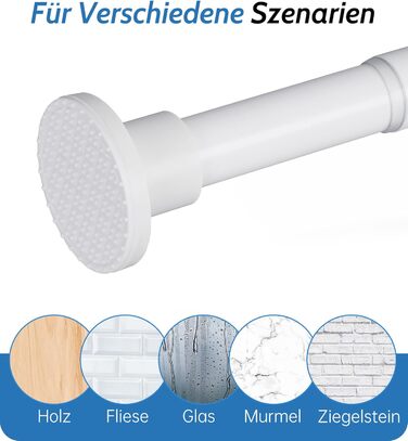 Висувна штанга для душу, штанга для душу без свердління, кріпиться без свердління, для шафи (70-195 см, білий)