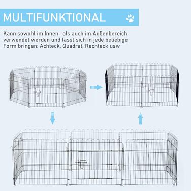 PawHut® Забіг для цуценят, огорожа для собак, клітка для вигулу, розмір: 71x61 см, чорний M