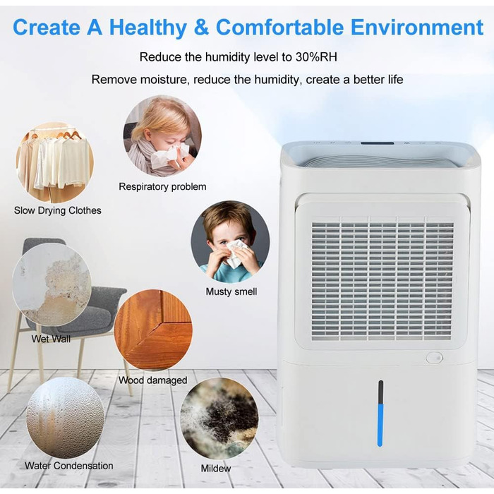 Зволожувач повітря Greenmigo 13L/24h - Електричний осушувач для дому, квартири, підвалу. Захист від вологи та плісняви, до 50 м²