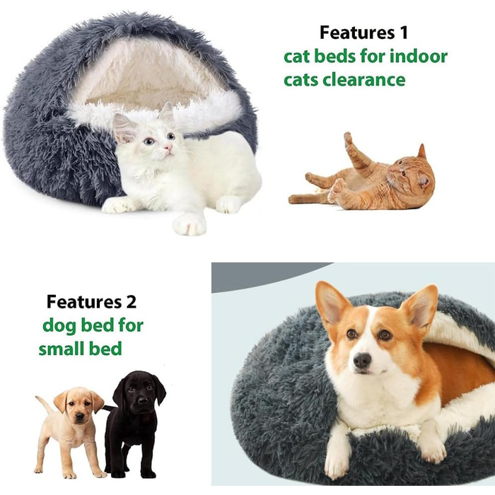 М'яке ліжко для собак та котів у формі мушлі, тепле, зручне, миється, 65x65 см