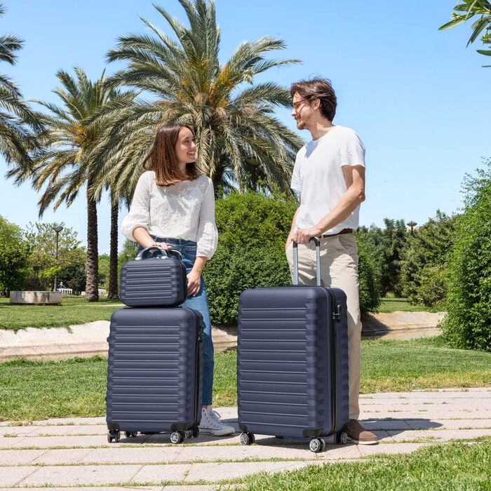 Набір валіз NUMADA 4 шт. (75см, 63см, 53см, органайзер), ABS, темно-синій