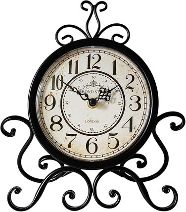 HZDHCLH Retro Silent Roman Table Clock for Living Room Bedroom Office Art Desk Clock (Pure Black)