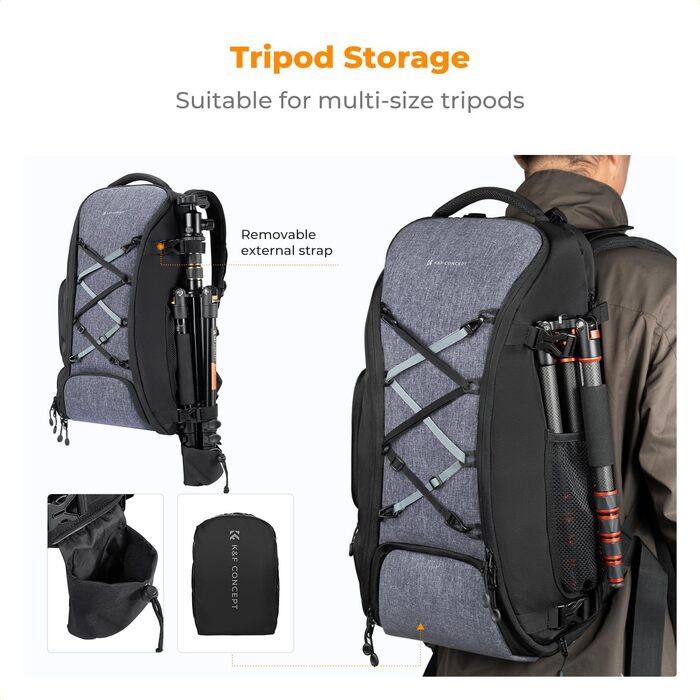 Рюкзак для камери K&F Concept 30L, водонепроникний, з захистом від дощу, для DSLR/SLR, 16